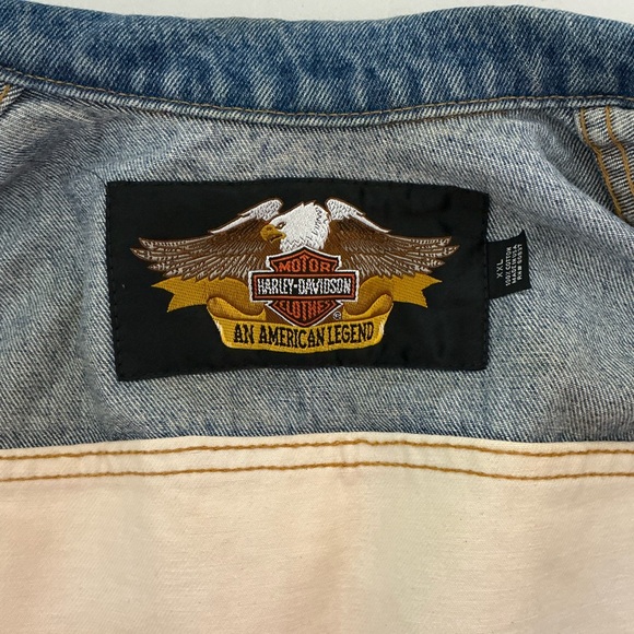 Vintage 1980's Harley Davidson Patriotic American Flag Denim Biker Vest size XXL - Picture 4 of 7